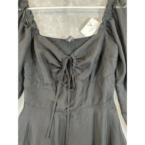 Windsor Dress Small Black Smocked Back Long Sleeve Knee Length NWT - Picture 2 of 16